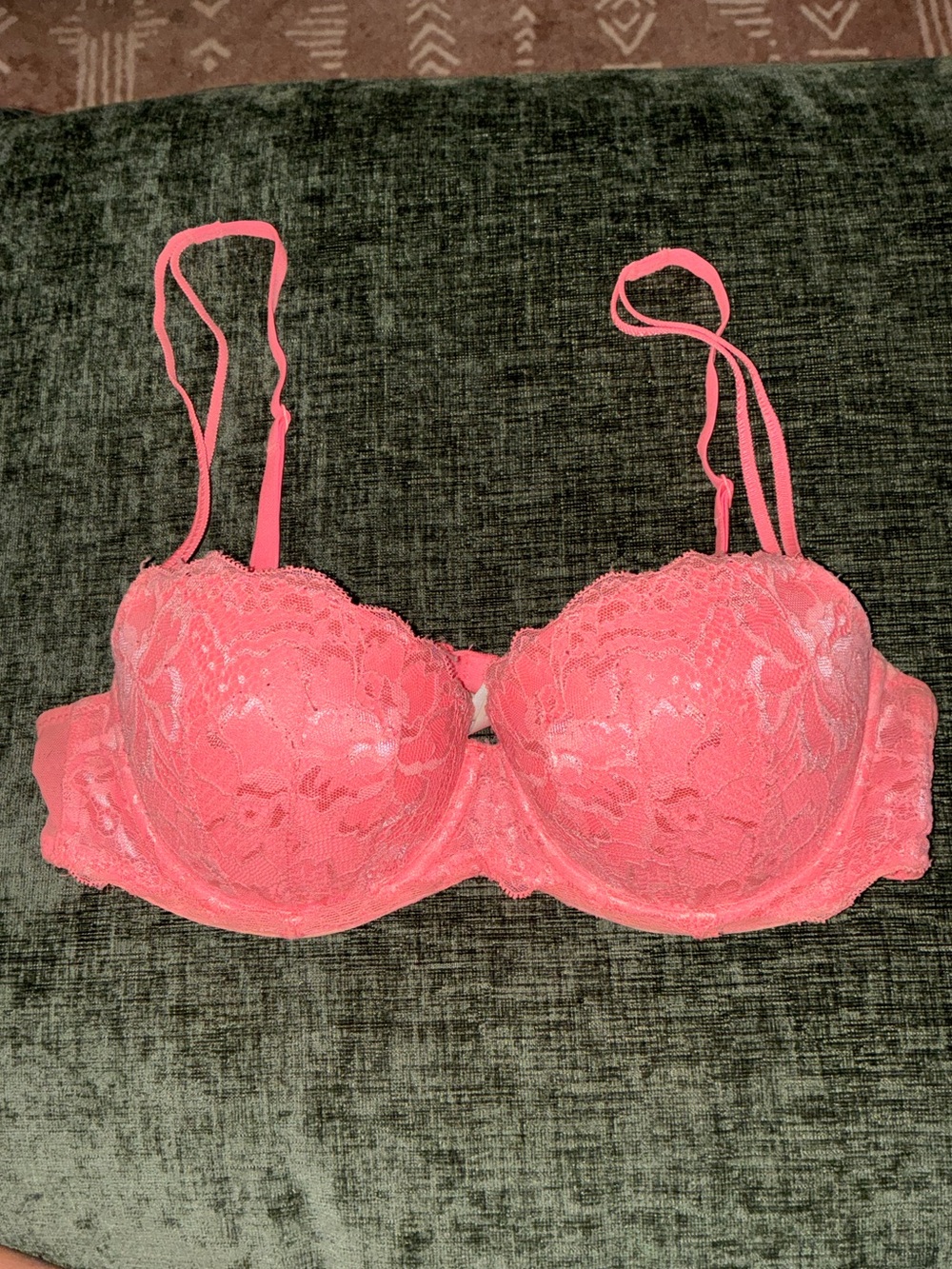 Victorias's Secret PINK Lace Balconette Bra - Coral Pink